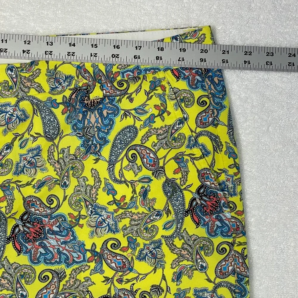 Hreski Mens Golf Shorts 40 Paisley Yellow Multi Color Loud Performance Stretch